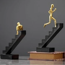 1入組樹脂簡約現代豪華人物擺設,適用於桌面、書架裝飾 - 金色 - 查看 5