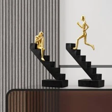 1入組樹脂簡約現代豪華人物擺設,適用於桌面、書架裝飾 - 金色 - 查看 2