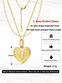 Dây chuyền bạc sterling trái tim quyến rũ - Vàng - Xem 9