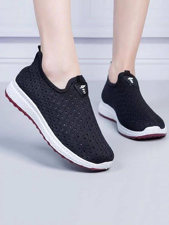 deportivo Zapatos de atletismo para con estampado de letra con diseño de punto Zapatillas deportivas slip on