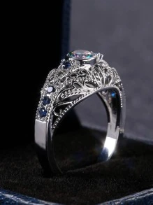 Nhẫn Trang Trí Đá Cubic Zirconia - Bạc - Xem 5