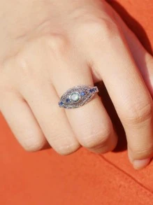Nhẫn Trang Trí Đá Cubic Zirconia - Bạc - Xem 8