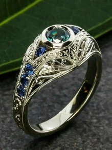 Nhẫn Trang Trí Đá Cubic Zirconia - Bạc - Xem 1