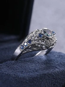 Nhẫn Trang Trí Đá Cubic Zirconia - Bạc - Xem 3