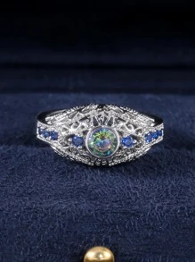 Nhẫn Trang Trí Đá Cubic Zirconia - Bạc - Xem 2