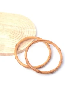 Handbag Handle Accessories, Woven Bag Carrying Loop Resin Bamboo-Look Ring, Portable Tail Keychain - Beige - View 2
