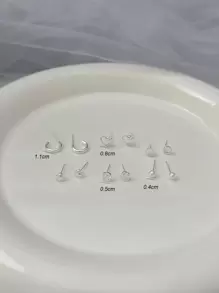 6对/套 镀银极简心形和C形耳钉，女士礼物，适合送给妈妈或女朋友，情人节、母亲节礼物 - 銀色 - 查看 4