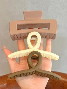 5 件女式黑色、米色方形和字母形大号不对称轻质塑料纯色发爪/发夹，时尚优雅，适合日常、沐浴、化妆、发型、服装配饰等休闲 - 彩色 - 查看 6