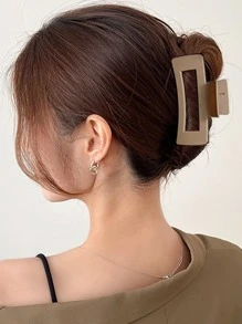 5 件女式黑色、米色方形和字母形大号不对称轻质塑料纯色发爪/发夹，时尚优雅，适合日常、沐浴、化妆、发型、服装配饰等休闲 - 彩色 - 查看 3