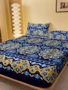 1入組花卉圖案合身現代織物床笠適用於全部季節 - 彩色 - 查看 6