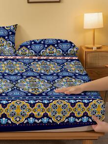 1入組花卉圖案合身現代織物床笠適用於全部季節 - 彩色 - 查看 2