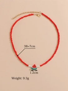西瓜裝飾串珠項鏈 - 彩色 - 查看 3