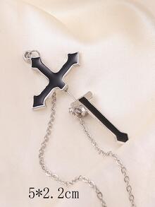 1pc Punk Cross Decor Earring For Women For Party - Silver - View 2