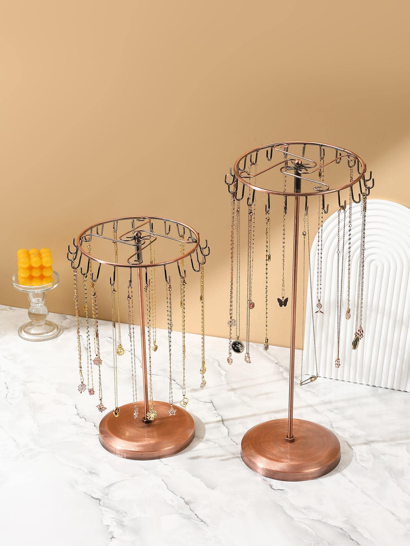 bianya 1pc Rotatable Jewelry Storage Rack, Modern Iron Jewelry Display Rack For Home - Bronze - View 1