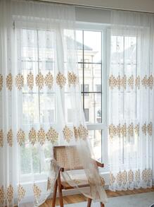 刺繡細節1片薄透現代滌綸燈過濾薄透窗簾適用於家用的 - 彩色 - 查看 1