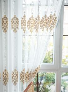 刺繡細節1片薄透現代滌綸燈過濾薄透窗簾適用於家用的 - 彩色 - 查看 2