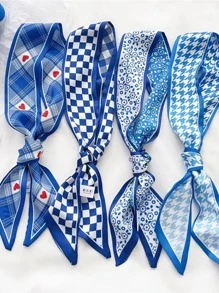 4pcs Women Houndstooth Pattern Fashion Skinny Scarf For Daily Decoration - Multicolor - View 2