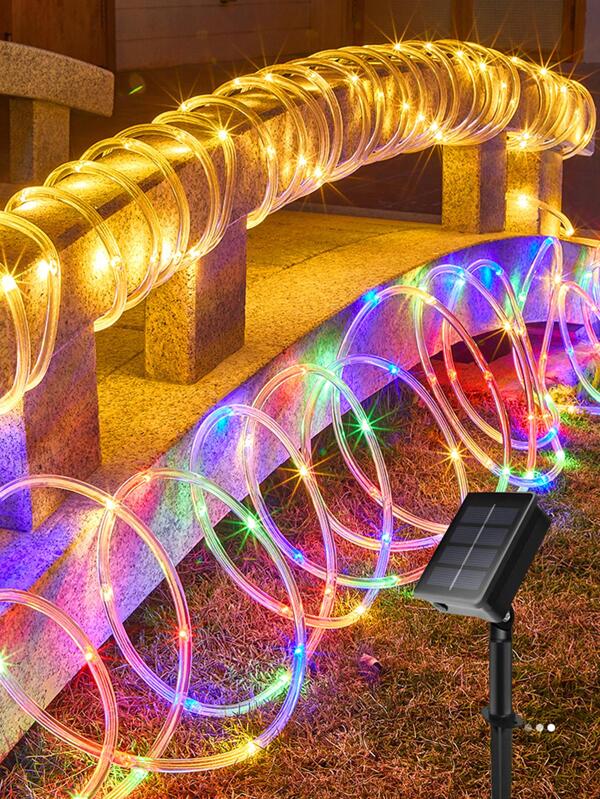 1 pieza 50/100/200 LED 5/10/20 m Luz de tubo solar para exterior, luz de paisaje para jardín, pasillo, decoración de otoño, decoración navideña, decoración del hogar, decoración para exterior