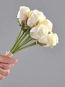 12入組人造現代仿真花適用於婚禮裝飾 - 米色 - 查看 1