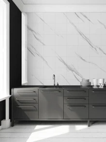 8 件 0.72 平方米白色裂纹图案光面 PVC 大理石瓷砖贴纸防水、防潮、厨房防油自粘适用于厨房浴室翻新、贴纸、墙贴花、乙烯基贴花用于家庭装饰、春季装饰物品让您的家焕然一新、拉玛装饰贴纸礼物生日毕业 - 白色 - 查看 9