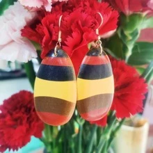 2入組木頭水滴形狀DIY吊墜 - 彩色 - 查看 3