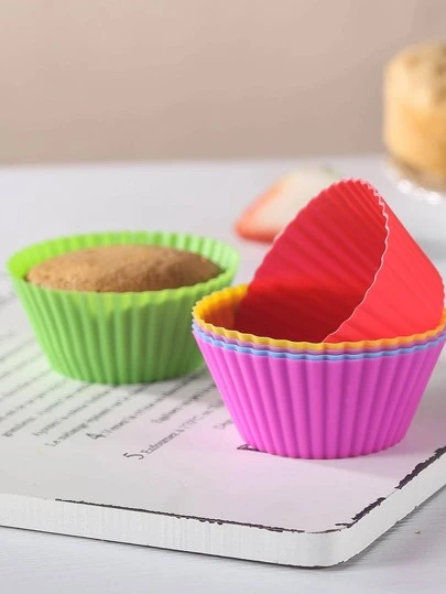 6 piezas Molde para magdalenas de silicona de color mixto