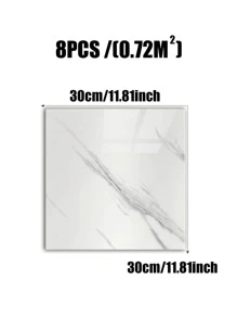 8張 0.72 平方米白色光澤人造瓷磚和大理石貼紙，防水，防潮，廚房牆壁裝飾貼紙，自粘鋁板，厚瓷磚貼紙 - 黑與白 - 查看 4