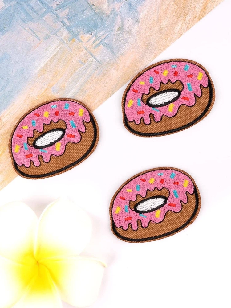 3pcs Donut Embroidered Iron-on Patch - Multicolor - View 1