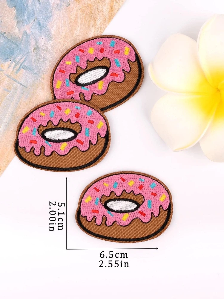 3pcs Donut Embroidered Iron-on Patch - Multicolor - View 3