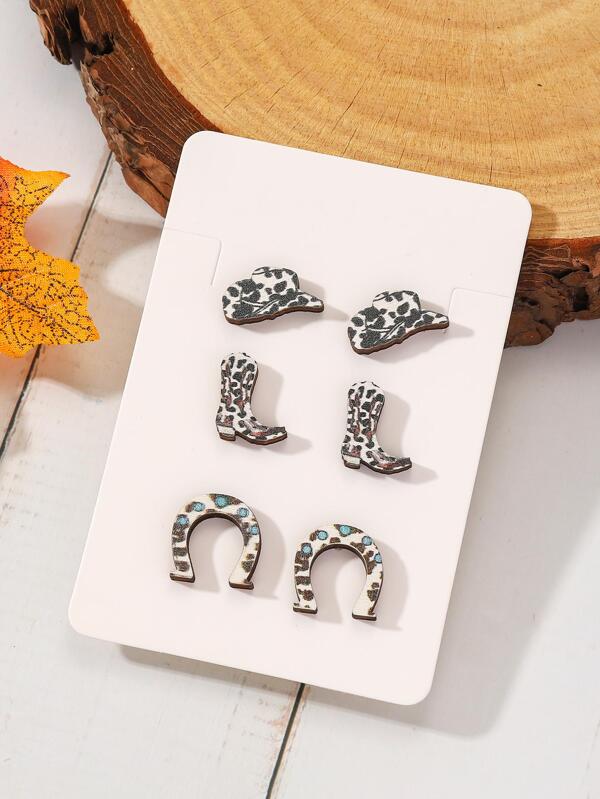 6入組紋理質感金屬耳釘