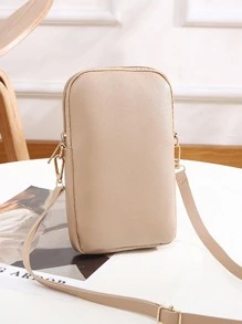 幾何樣式時尚斜肩包迷你手機包適用於口紅 - 杏色 - 查看 7