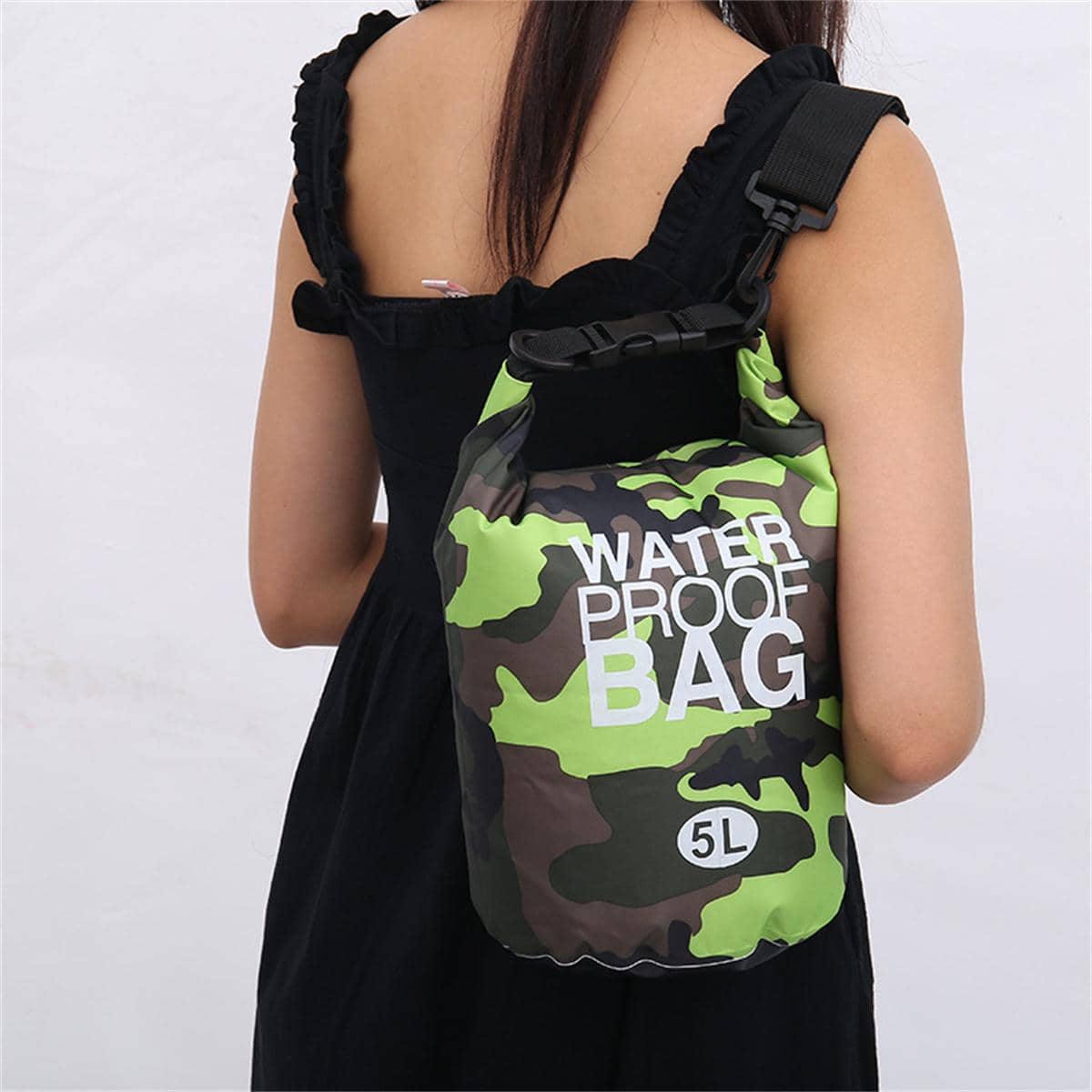 1pc Túi bơi ngoài trời họa tiết camo chống thấm nước - màu xanh lá - Xem 1