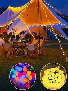 1pc 20/30/50/100Led 4/5/7/10M 8-Mode Solar Spherical Bulb String Lamp, Suitable For Outdoor Courtyard Decoration And Holiday Decoration Garden Decor Fall Decor House Decor Outdoor Decor - Multicolor - View 6
