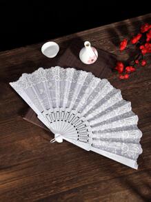 Breezier 1 cái Quạt cầm tay họa tiết hoa, Quạt gấp PP hiện đại cho gia đình - Bạc - Xem 2