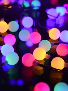 1pc 20/30/50/100Led 4/5/7/10M 8-Mode Solar Spherical Bulb String Lamp, Suitable For Outdoor Courtyard Decoration And Holiday Decoration Garden Decor Fall Decor House Decor Outdoor Decor - Multicolor - View 3