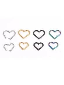 愛心設計鼻環 - 銀色 - 查看 4