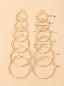 6雙極簡風格圓耳環 - 金黃色 - 查看 5