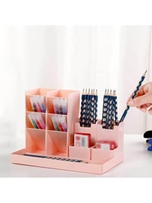 Organizador Escritorio Plumas Plumones Lapices Oficina Hogar - Rosa - Ver 5