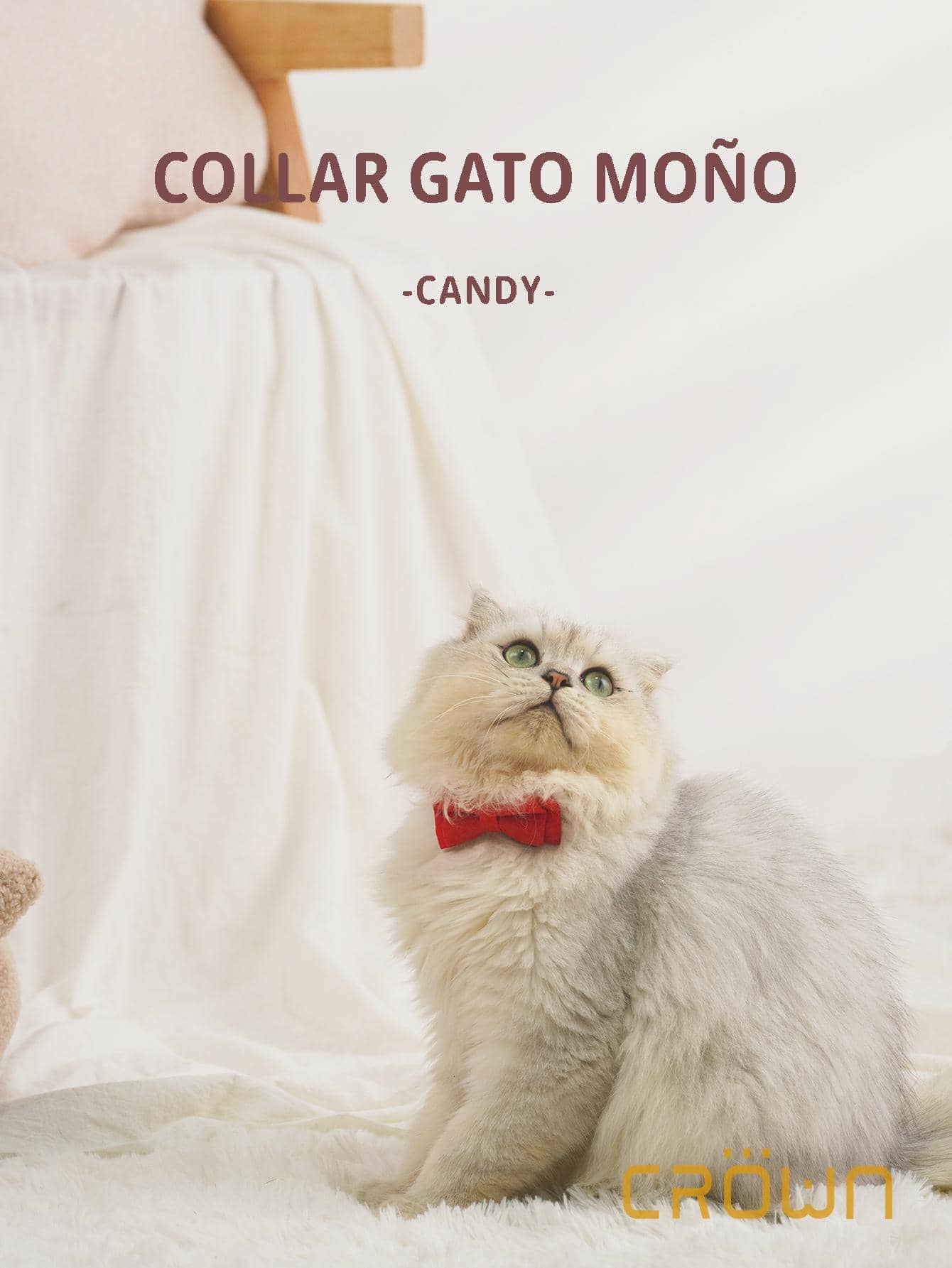 COLLAR CON MOÑO PARA GATO - Rojo - Ver 1