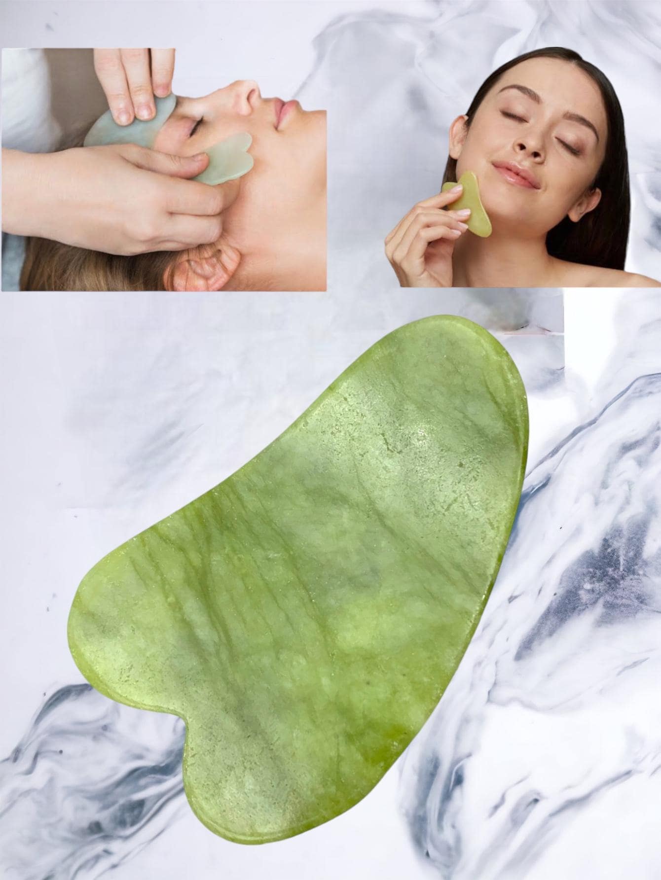 GUASHA STONE JADE FACIAL MASSAGE BEAUTY FACE - Green - View 1