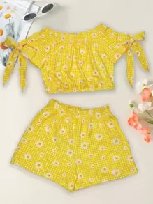 CONJUNTO SHORT PARA NIÑA - Amarillo - Ver 1
