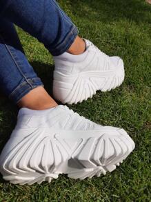 Tenis de plataforma alta color blanco casuales cómodos - Blanco - Ver 1