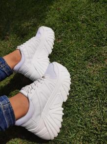 Tenis de plataforma alta color blanco casuales cómodos - Blanco - Ver 5