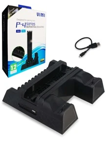 Base Enfriadora Para Ps4 Normal Pro Slim Carga 2 Controles - Negro - Ver 2