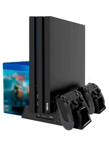 Base Enfriadora Para Ps4 Normal Pro Slim Carga 2 Controles - Negro - Ver 1