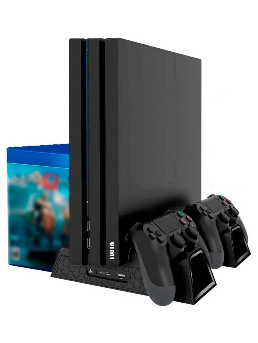 Base Enfriadora Para Ps4 Normal Pro Slim Carga 2 Controles - Negro - Ver 1