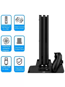 Base Enfriadora Para Ps4 Normal Pro Slim Carga 2 Controles - Negro - Ver 7