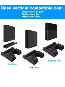 Base Enfriadora Para Ps4 Normal Pro Slim Carga 2 Controles - Negro - Ver 8