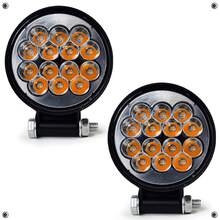 Headlights 14 Or 16 LED Round Square Mini Fixed Light And Strobe Pair - Yellow - View 2