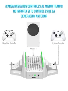 Base Ventilador Para Xbox Series S Con 2 Pilas Recargables - Blanco - Ver 2